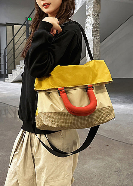 Boutique Yellow Patchwork Large Capacity Nylon Versatile Tote Handbag
