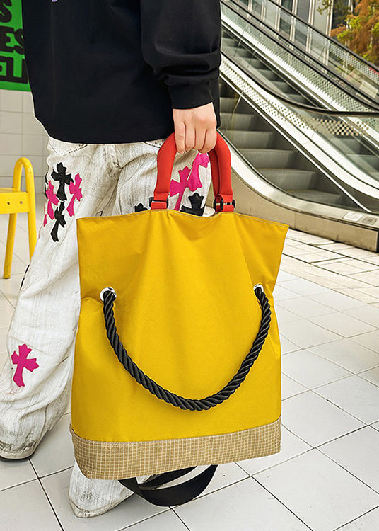 Boutique Yellow Patchwork Large Capacity Nylon Versatile Tote Handbag