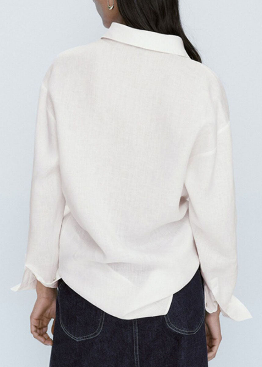 Brief Baby Blue Peter Pan Collar Button Solid Shirt Fall