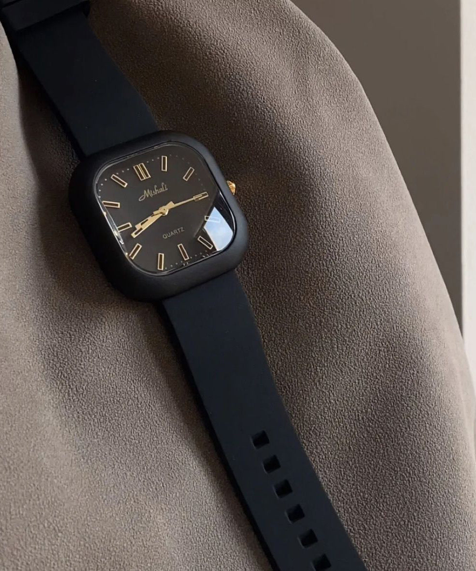 Brief Black Silicone Square Mechanical Movement Watches