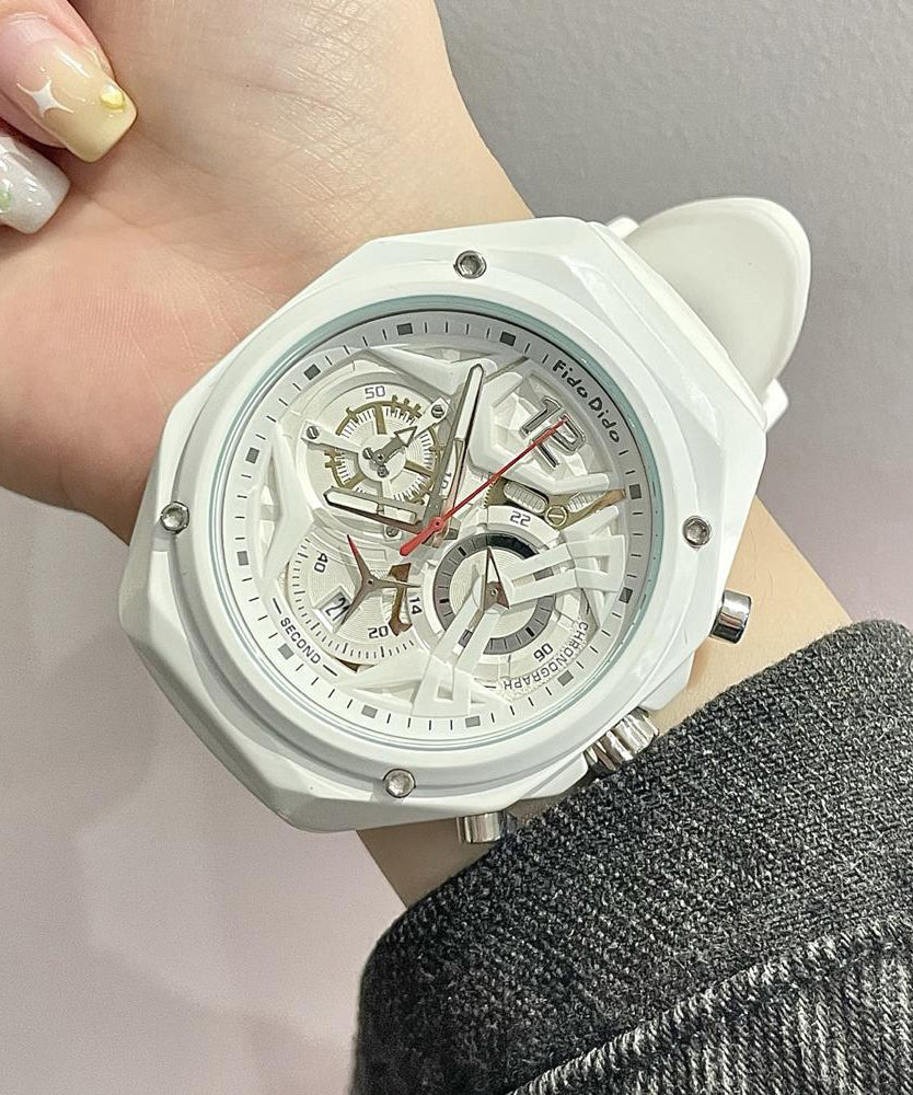 Brief Blue Silicone Rubber Quartz Movement Waterproof Hollow Out Watch