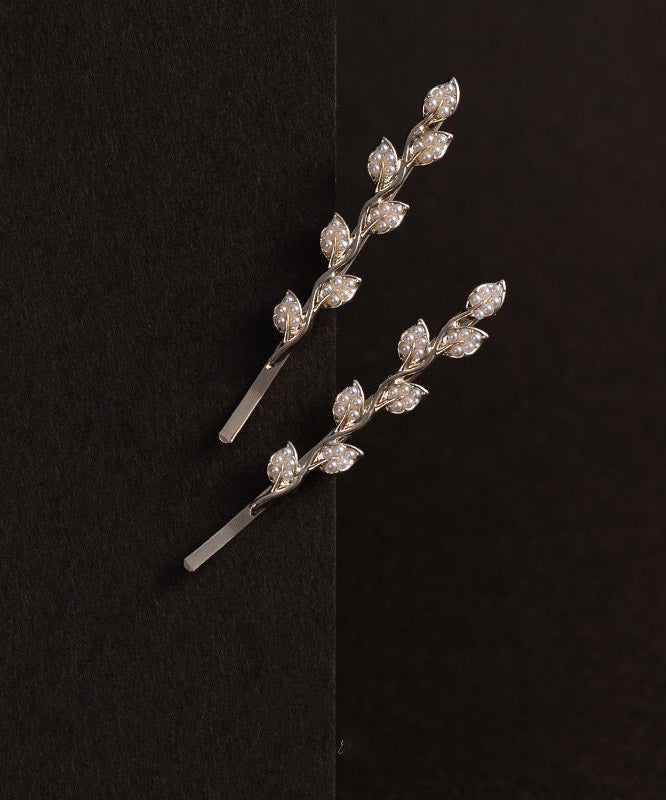 Brief Champagne Alloy Pearl A Pair Hairpin - Omychic