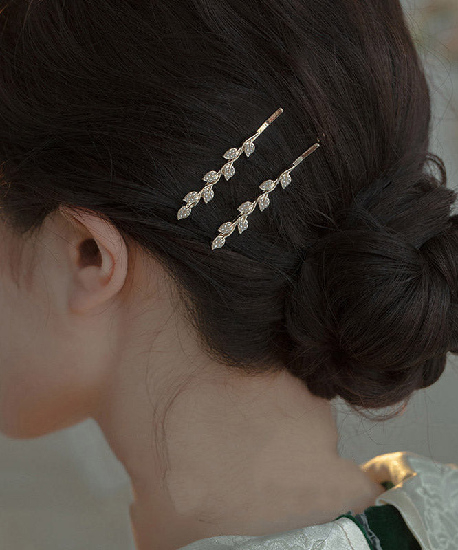 Brief Champagne Alloy Pearl A Pair Hairpin - Omychic