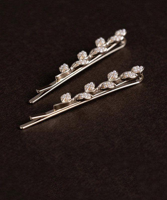 Brief Champagne Alloy Pearl A Pair Hairpin - Omychic
