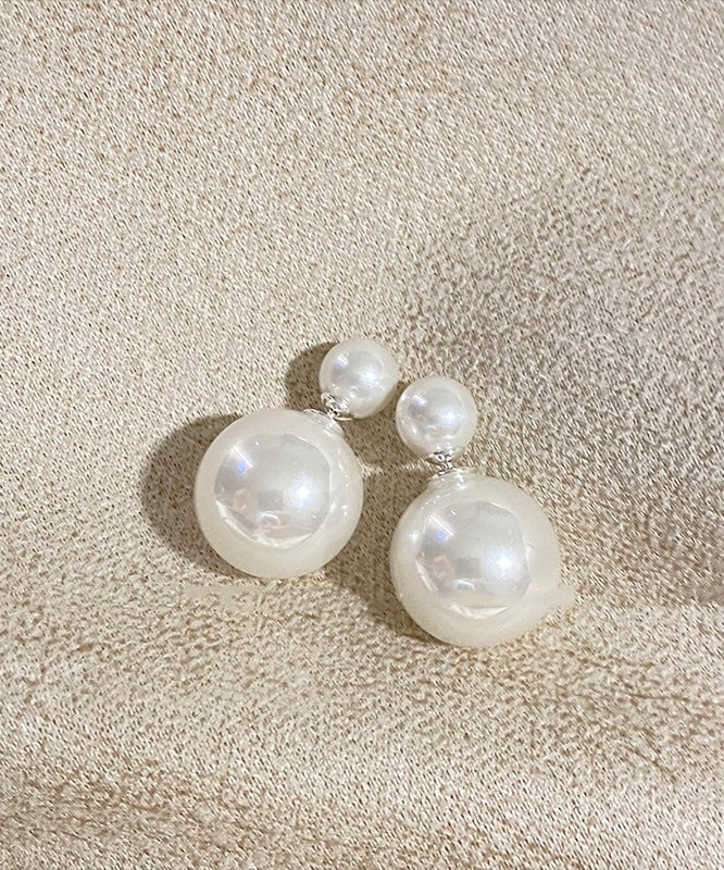 Brief Champagne Metal Alloy Pearl Stud Earrings