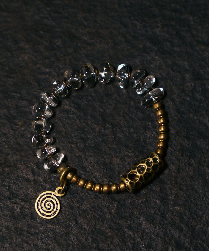 Brief Colorblock Copper Patchwork Asymmetrical Crystal Unisex Charm Bracelet