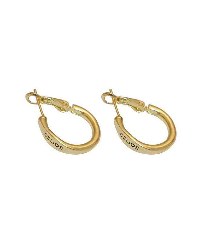 Brief Gold Copper Alloy Graphic Hoop Earrings