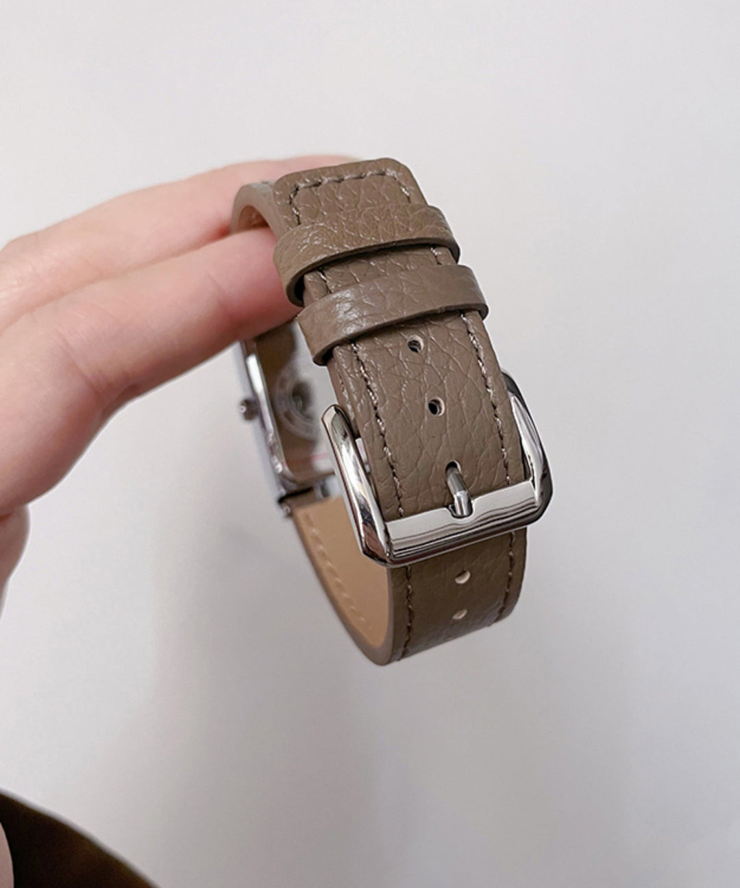 Brief Gold Leather Quartz Movement Rectangle Watches