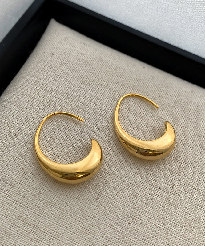 Brief Gold Metal Alloy Water Droplet Hoop Earrings