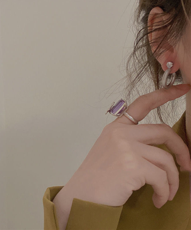 Brief Gold Metal Zircon C-Shaped Hoop Earrings