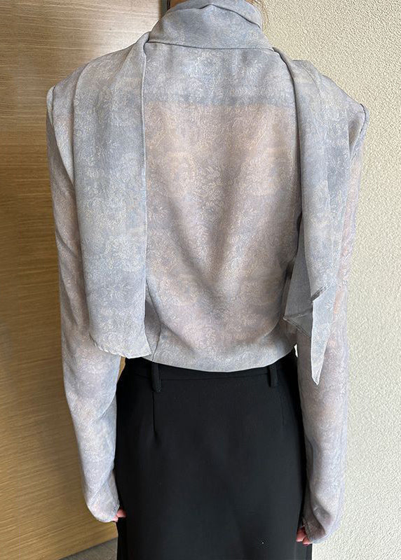 Brief Grey Neck Draping Top Spring