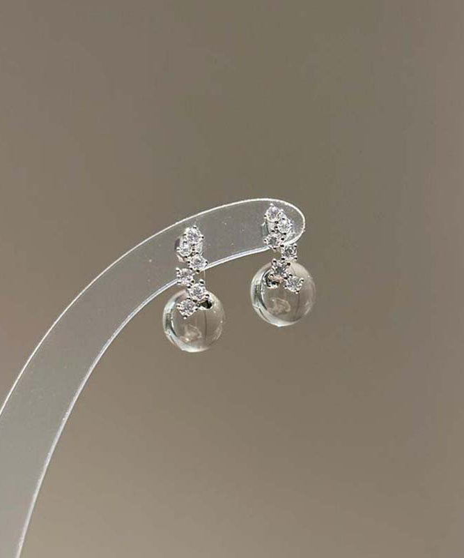 Brief Nude Sterling Silver Zircon Coloured Glaze Stud Earrings