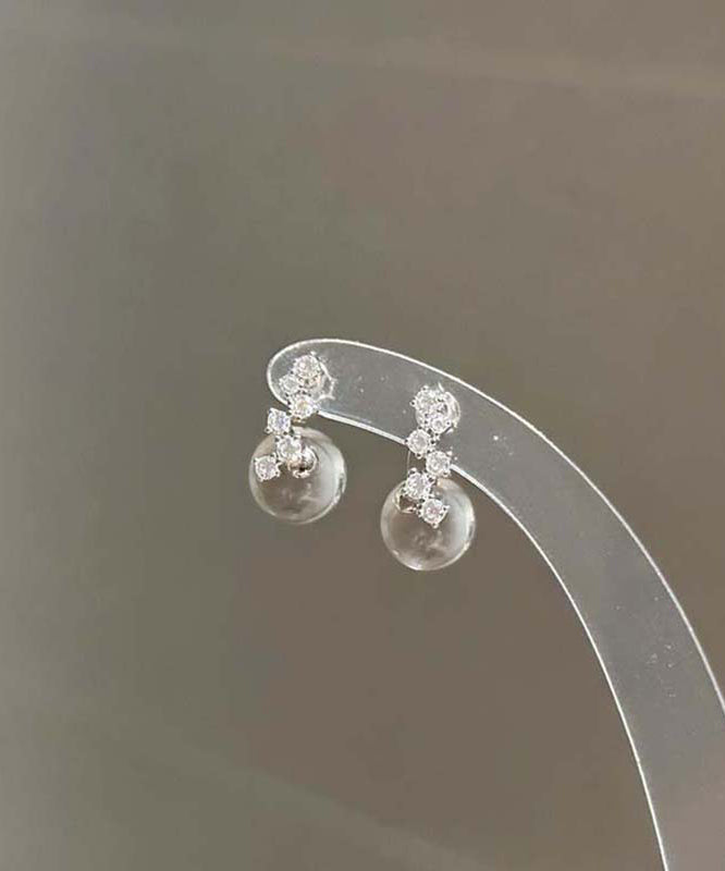 Brief Nude Sterling Silver Zircon Coloured Glaze Stud Earrings
