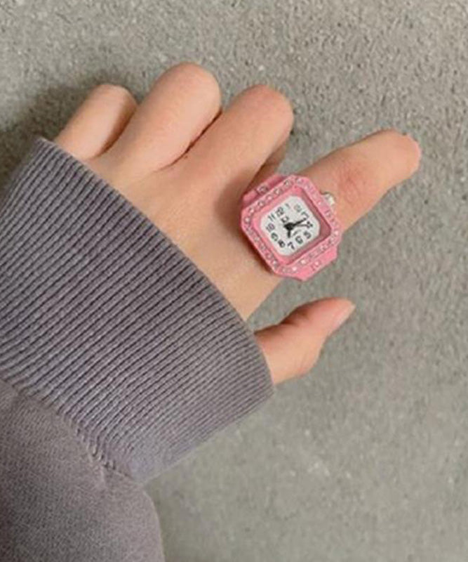 Brief Pink Stainless Steel Zircon Waterproof Watch