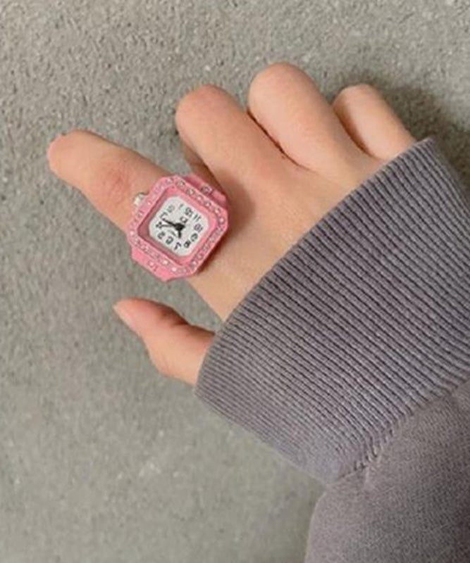 Brief Pink Stainless Steel Zircon Waterproof Watch