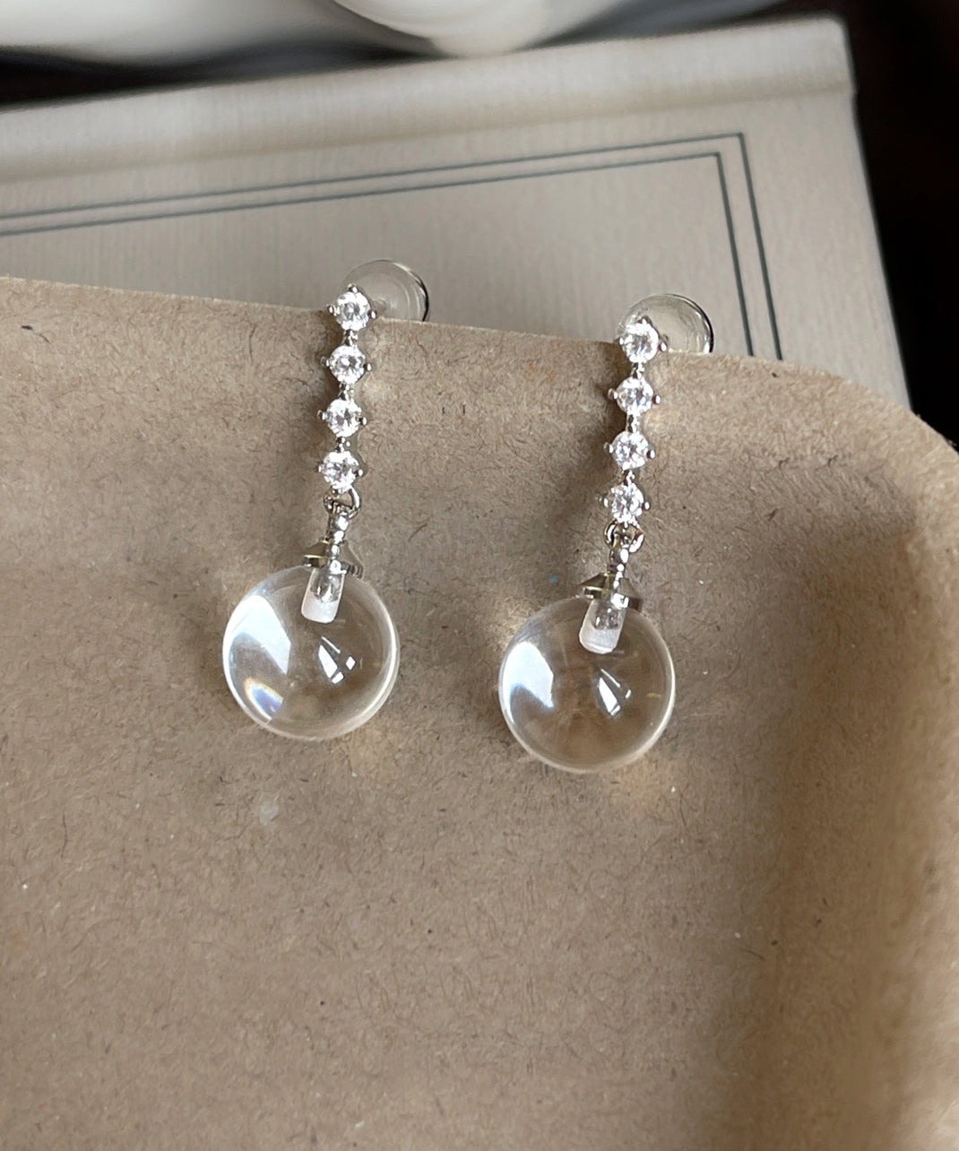 Brief Silk Copper Zircon Crystal Drop Earrings