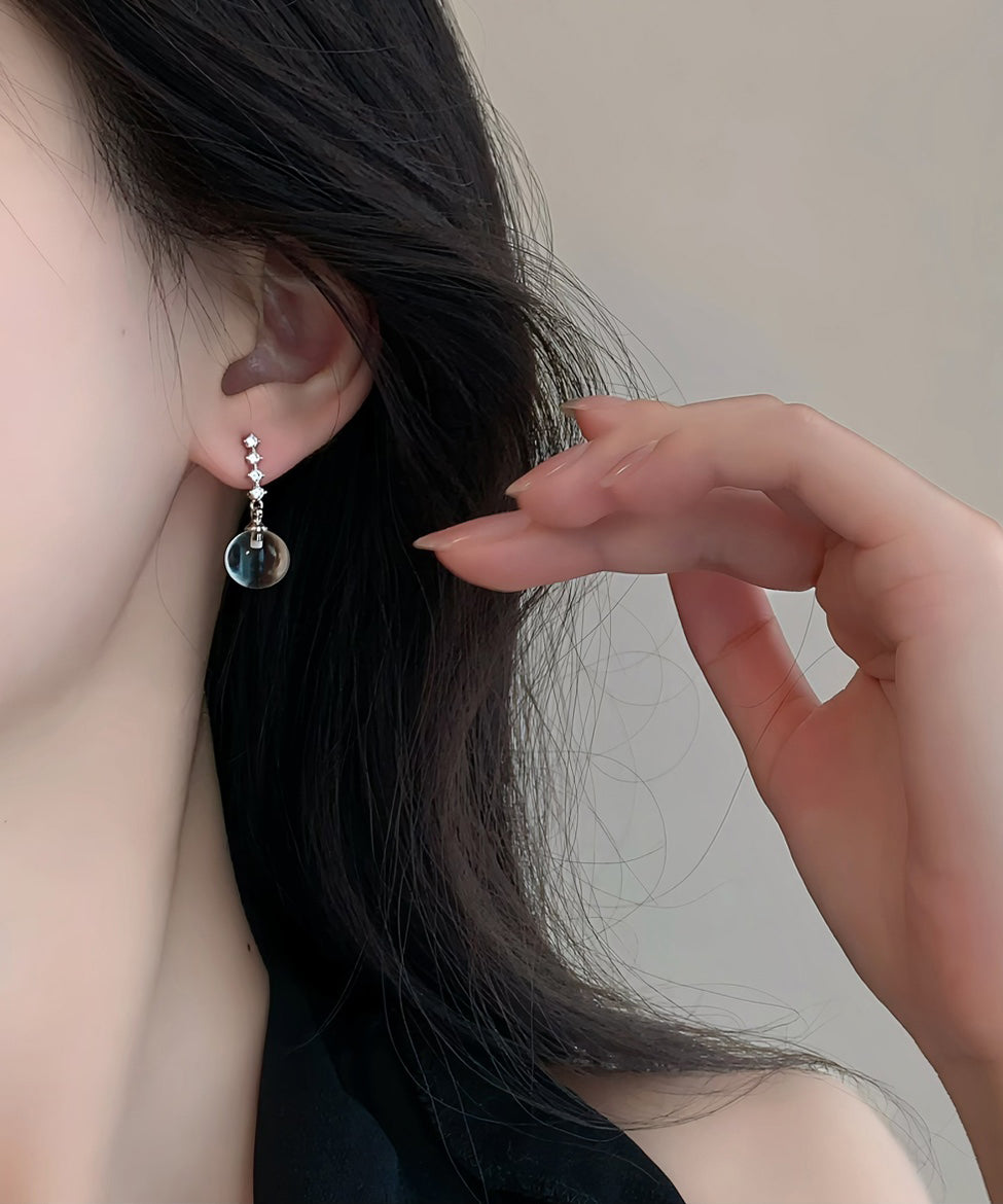 Brief Silk Copper Zircon Crystal Drop Earrings