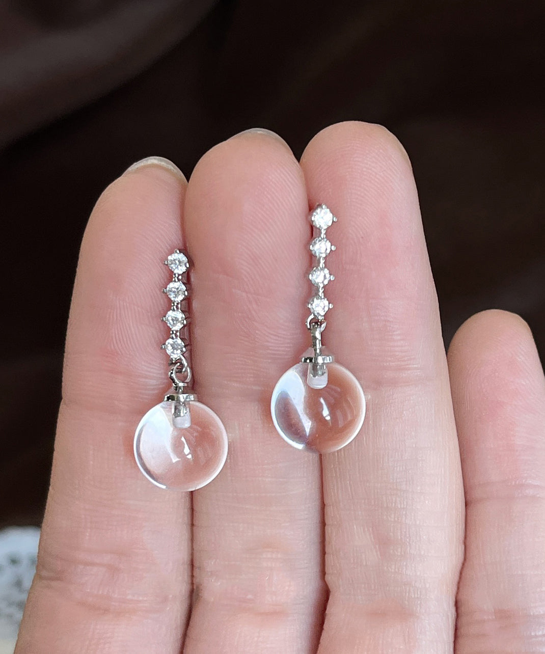 Brief Silk Copper Zircon Crystal Drop Earrings