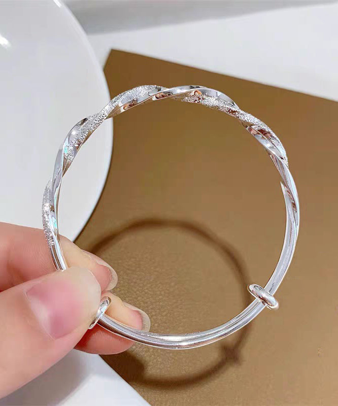 Brief Silk Sterling Silver Zircon Bangle