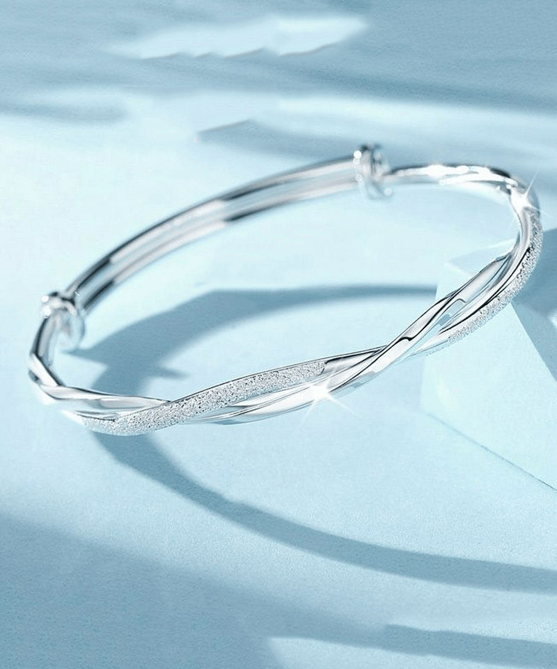Brief Silk Sterling Silver Zircon Bangle