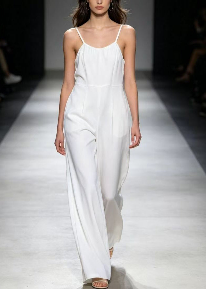 Brief White High Waist Patchwork Jumpsuit Summer