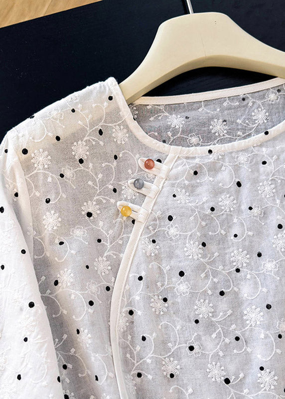 Brief White Print Low High Design Top Short Sleeve