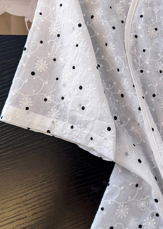 Brief White Print Low High Design Top Short Sleeve