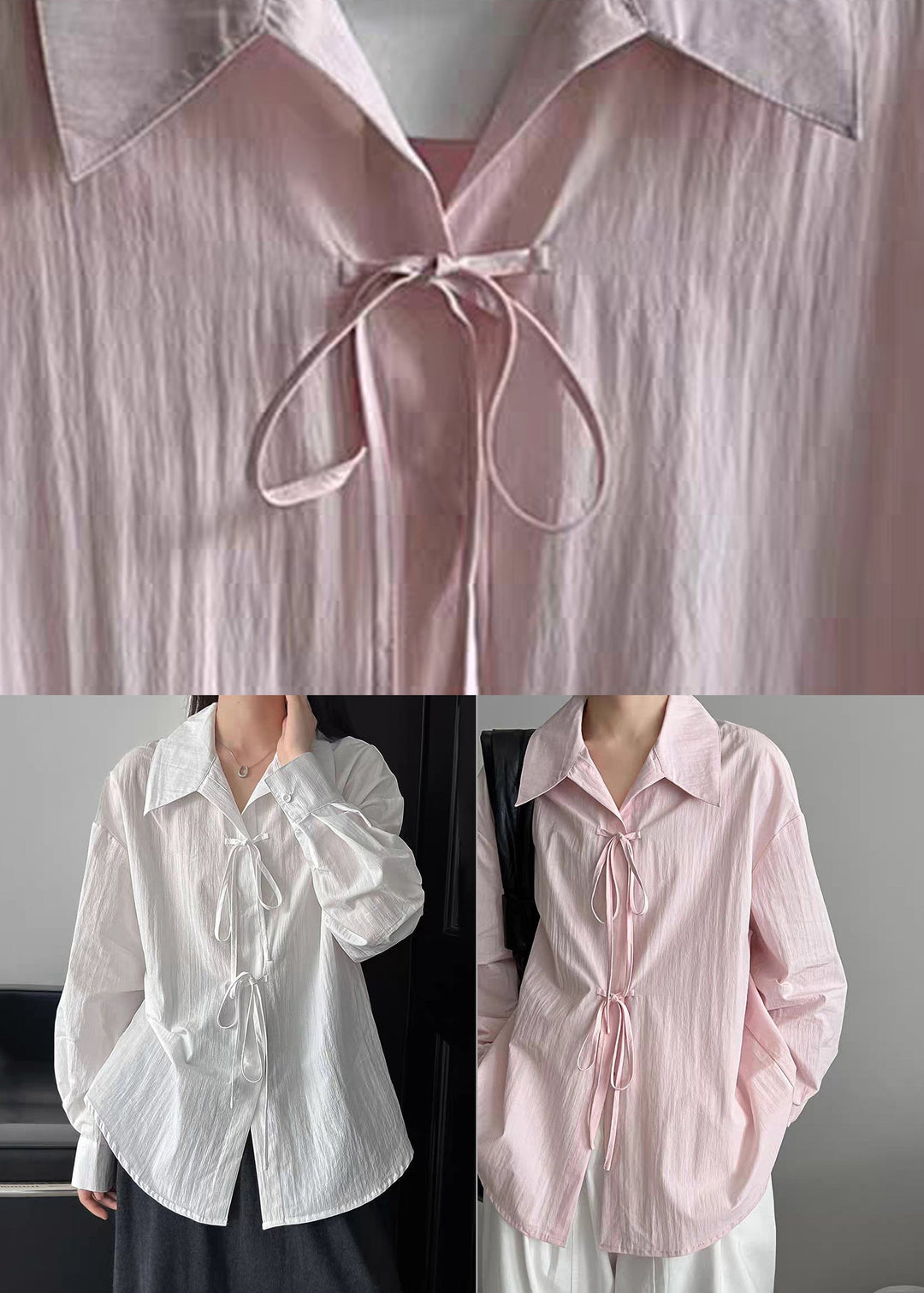 Brief White Tie Lace Solid Shirt Lantern Sleeve