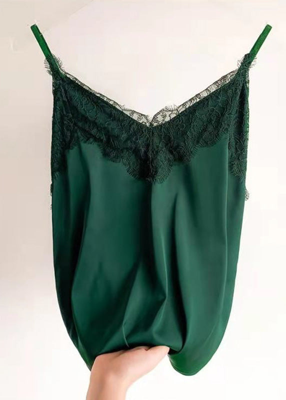 Brief White lace Vests Sleeveless V Neck