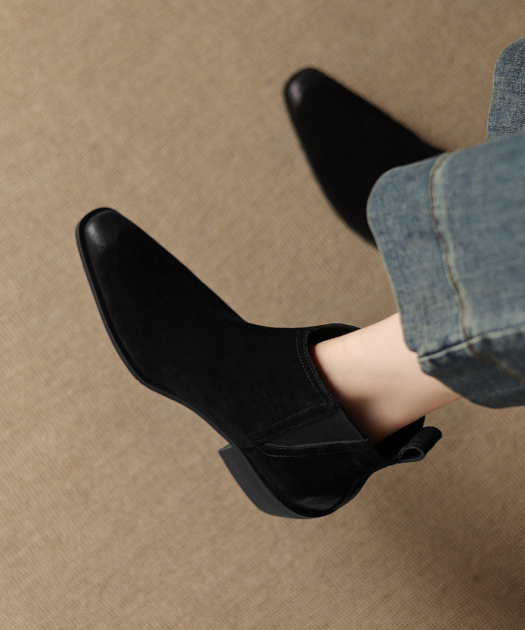 Brown Chunky Suede Classy Splicing Ankle Boots