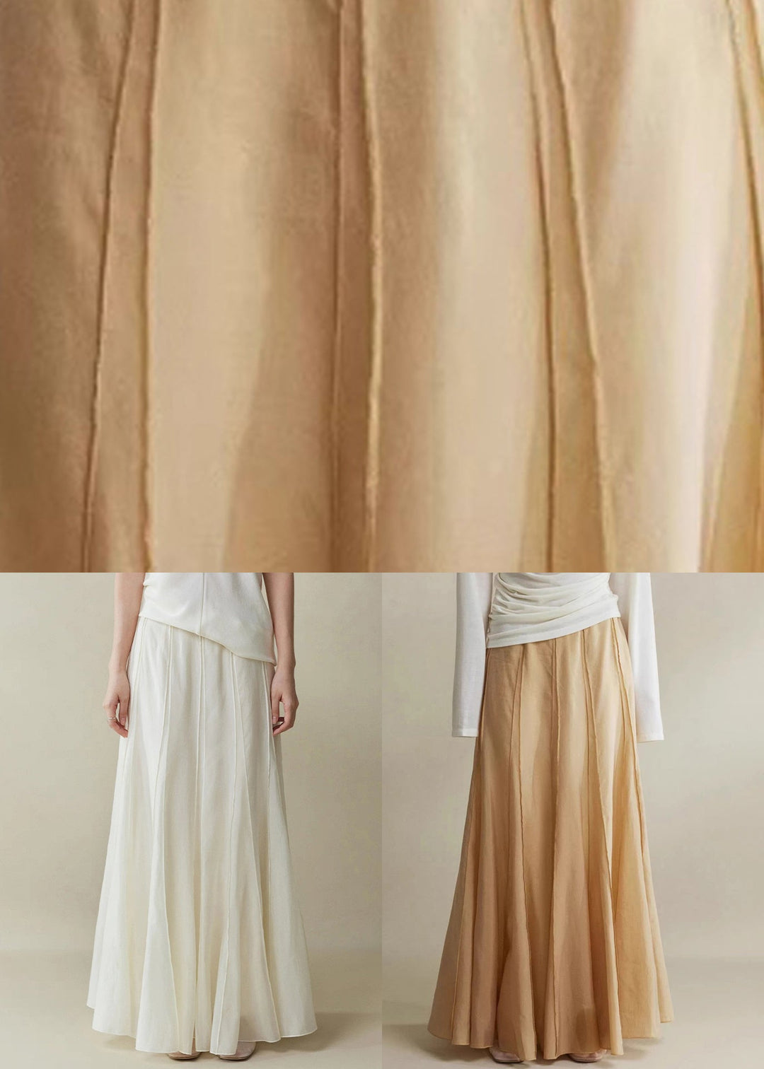 Brown Patchwork Silk Cotton Maxi Skirts High Waist
