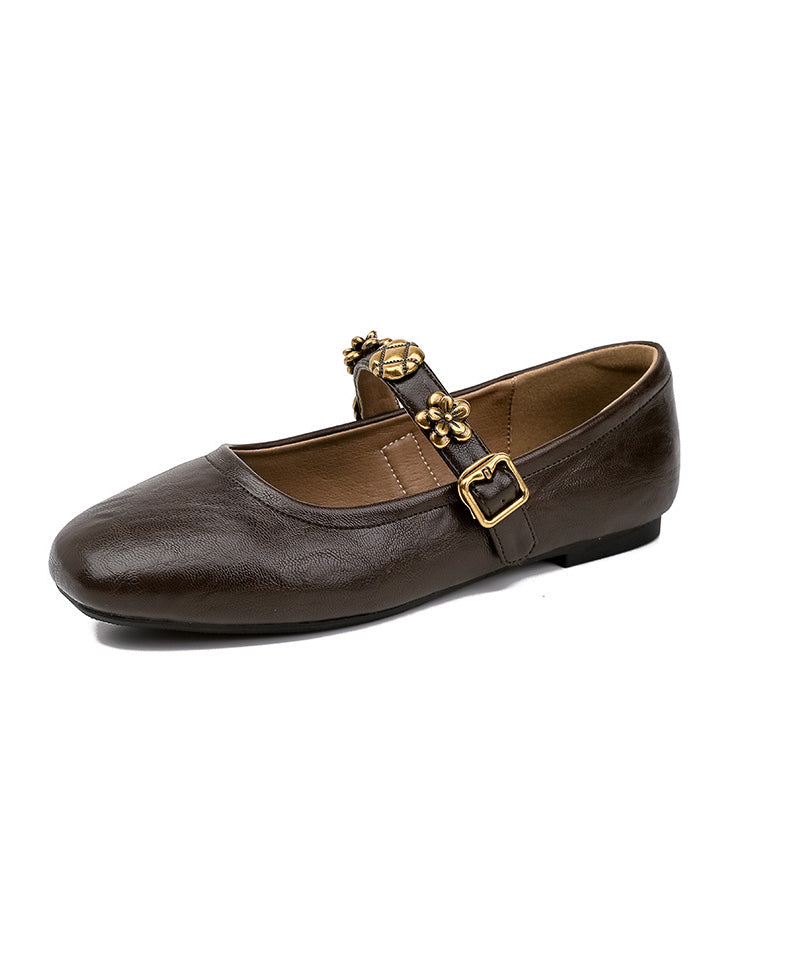 Brown Penny Loafers Faux Leather Casual Splicing Buckle Strap