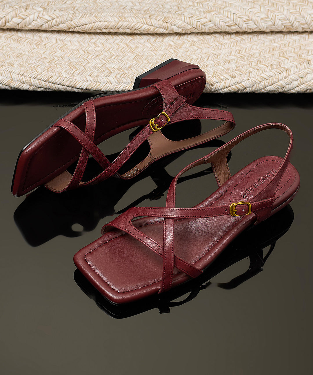 Brown Sandals Chunky Sheepskin Casual Sandals