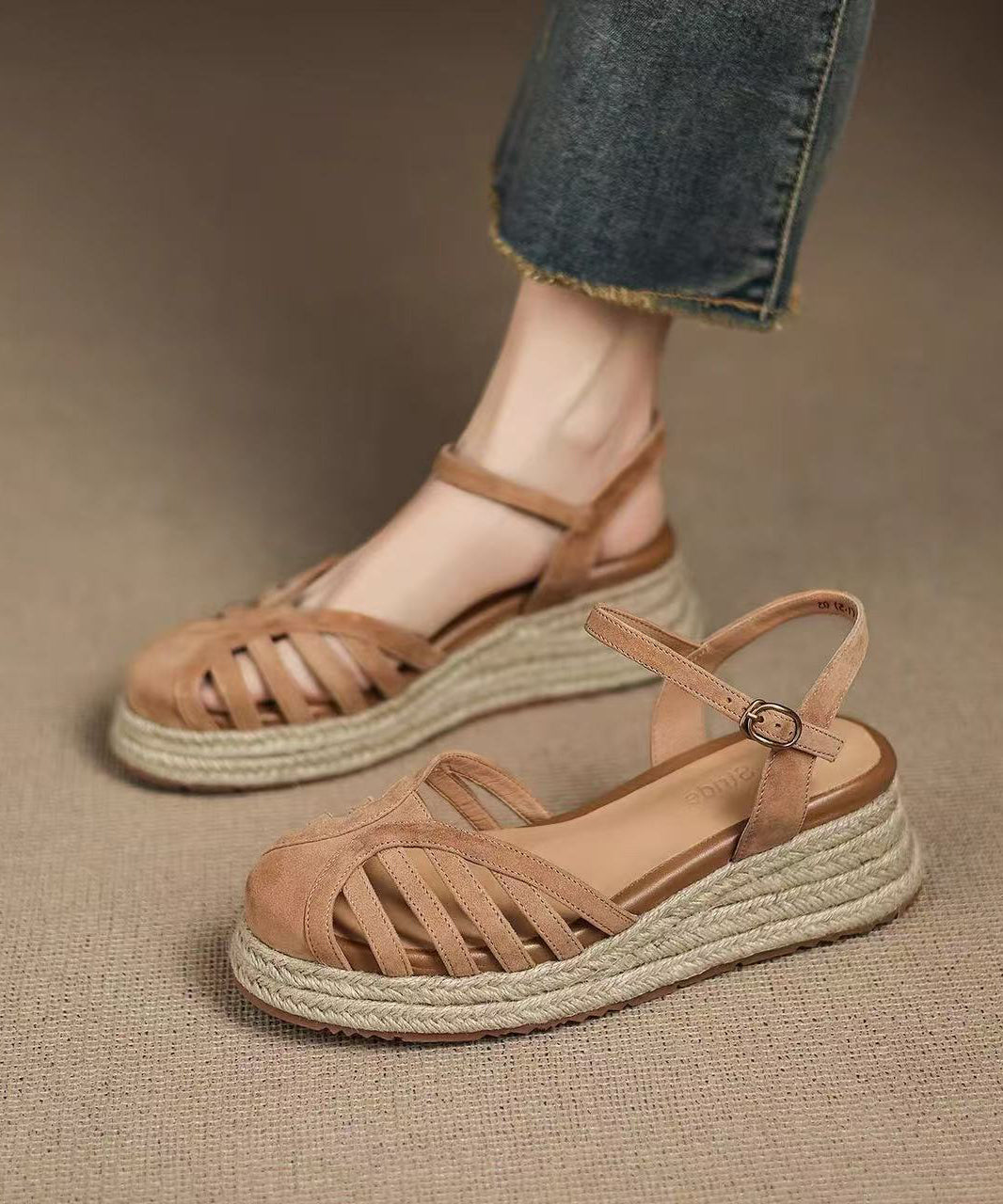 Brown Sandals Hollow Out Wedge Sandals
