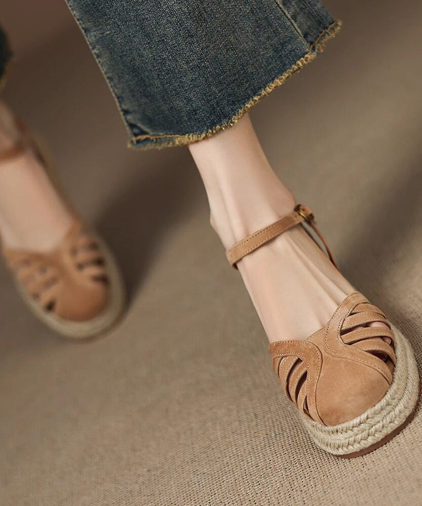 Brown Sandals Hollow Out Wedge Sandals