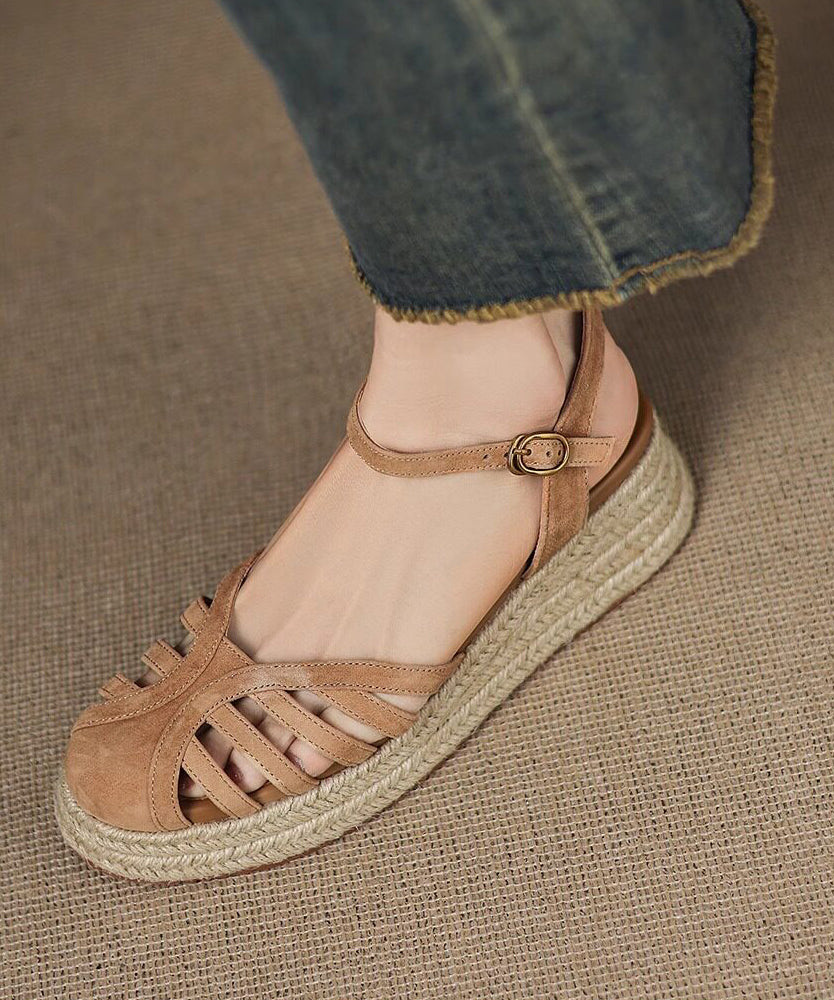 Brown Sandals Hollow Out Wedge Sandals