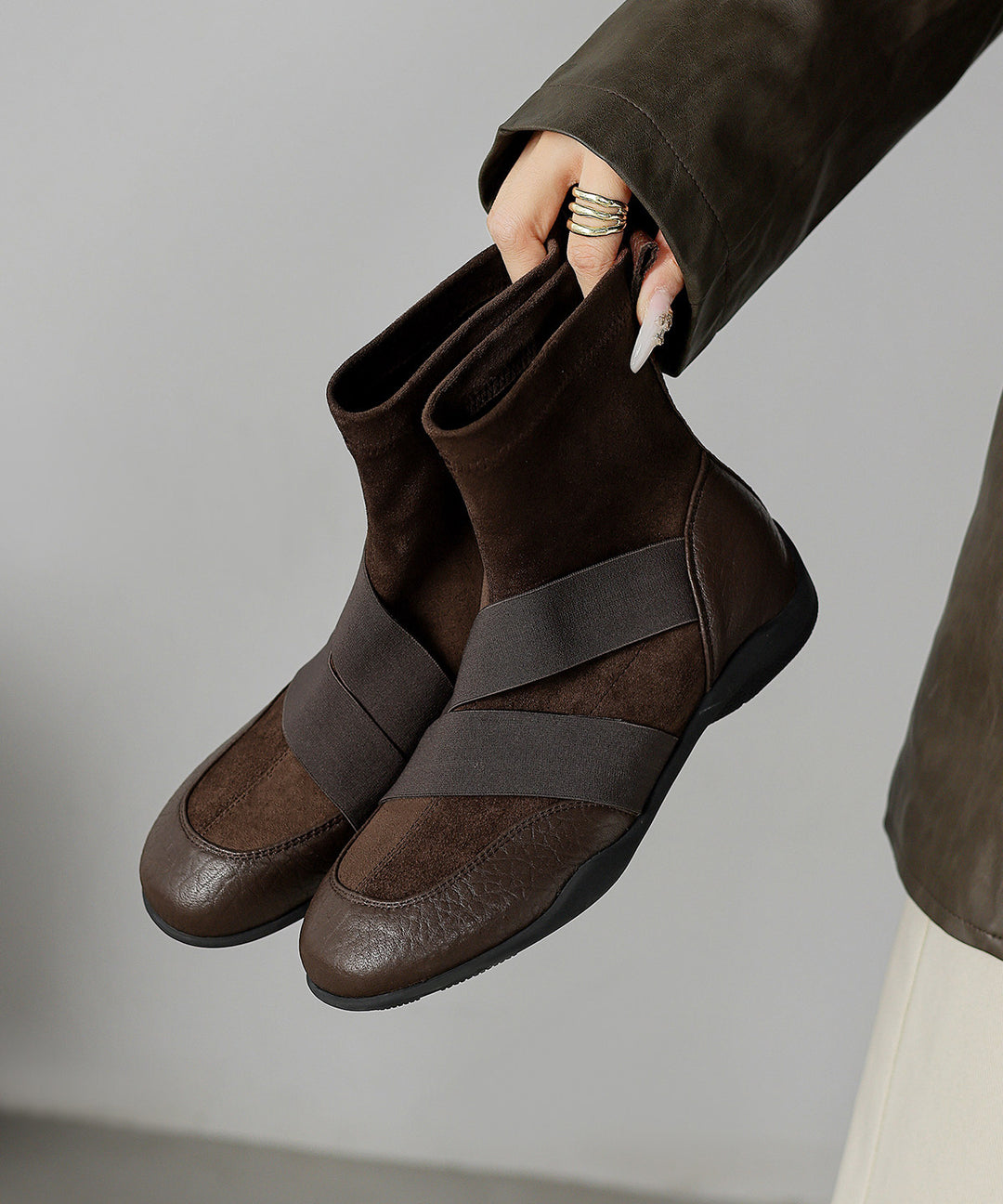 Brown Suede Casual Splicing Comfortable Boots