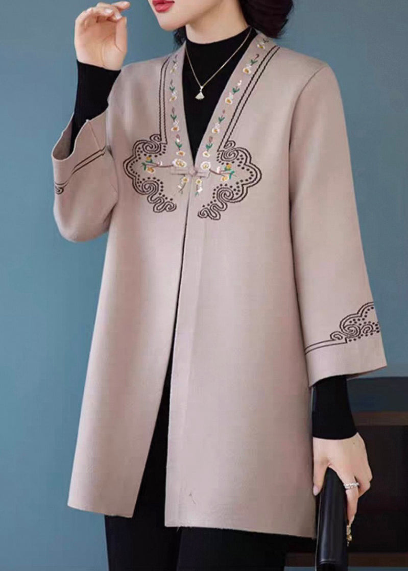 Camel Print Button Woolen Cardigans Fall