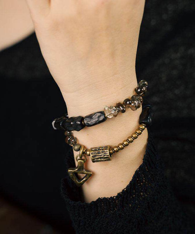 Casua Colorblock Copper Ebony Patchwor Crystal Unisex Charm Bracelet