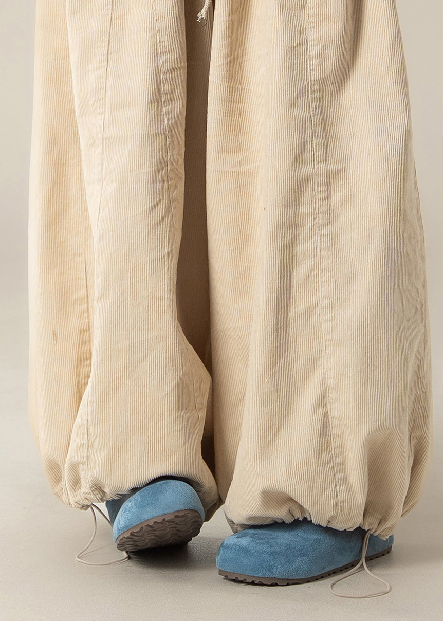 Casual Apricot Drawstring High Waist Cotton Beam Pants Fall