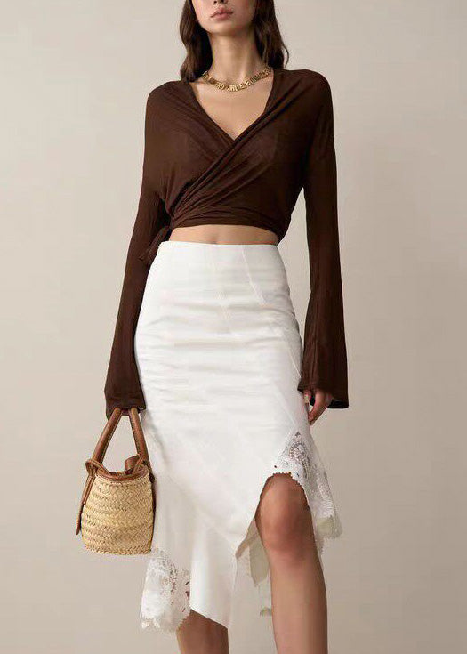 Casual Beige Flared Sleeve Cross Strap Sports Cover Shirt