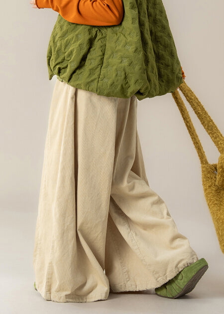 Casual Beige Oversized Corduroy Wide Leg Pants Trousers Spring