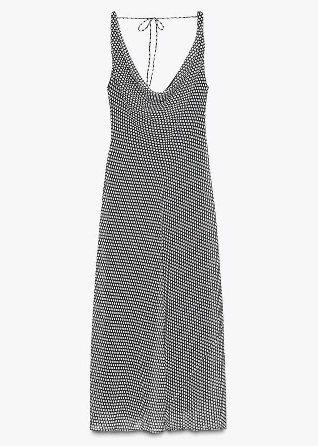 Casual Black Dot Chiffon Cami Long Dress Summer
