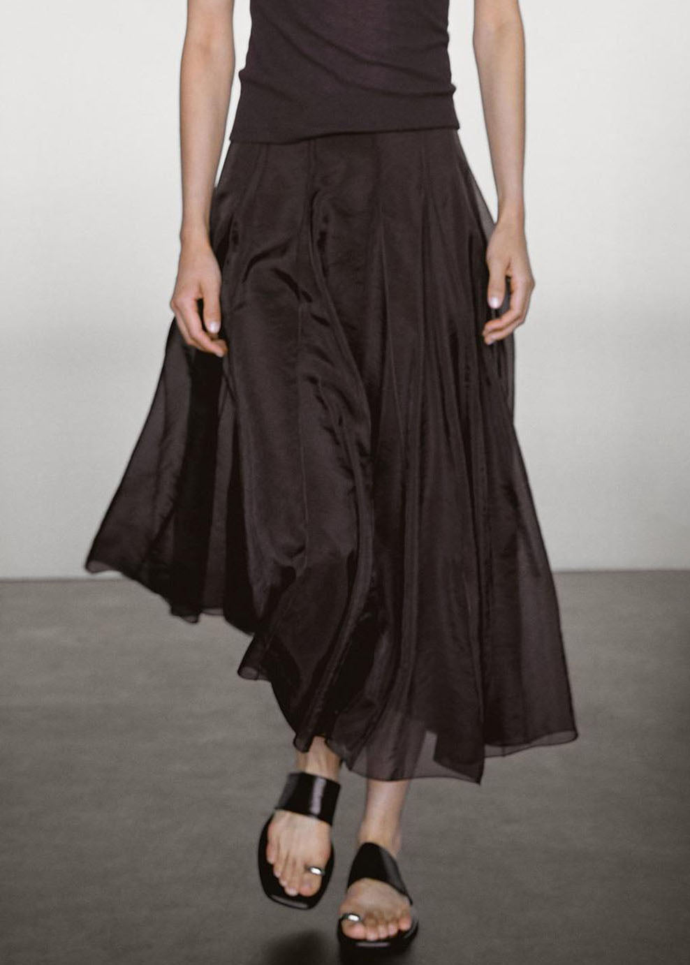 Casual Black High Waist Patchwork Draping Tulle A Line Skirts