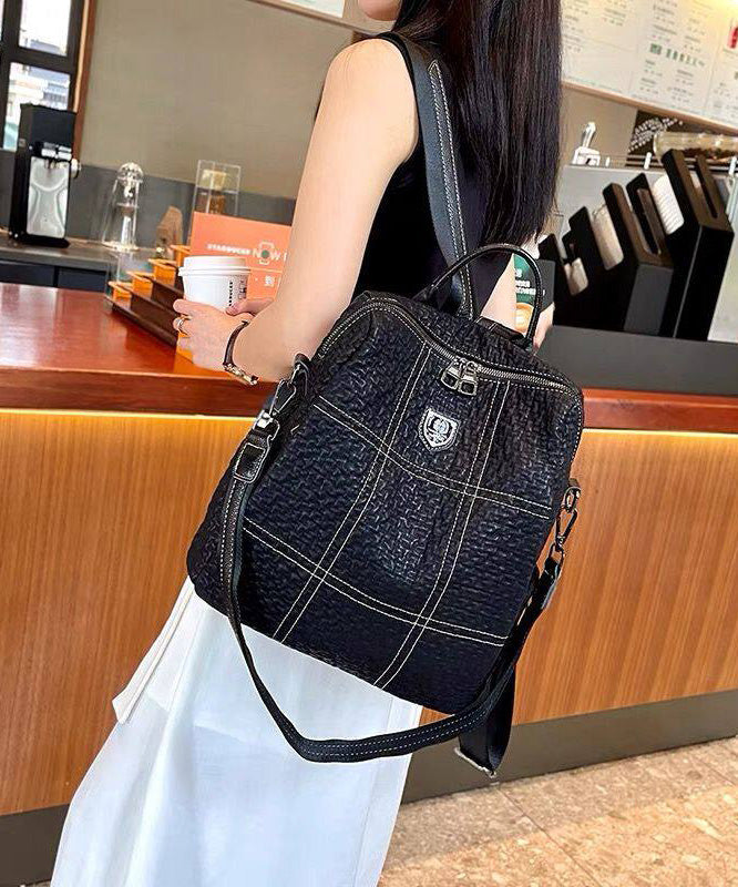 Casual Black Large Capacity Faux Leather Backpack Bag