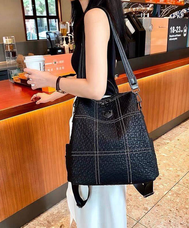 Casual Black Large Capacity Faux Leather Backpack Bag