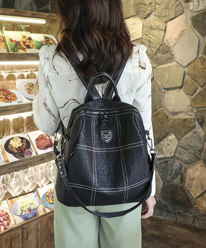 Casual Black Large Capacity Faux Leather Backpack Bag