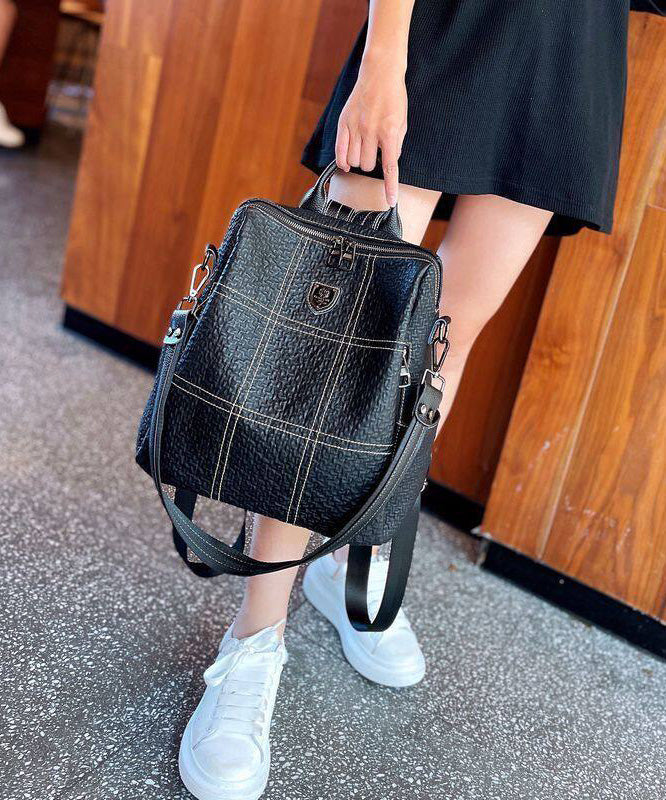 Casual Black Large Capacity Faux Leather Backpack Bag