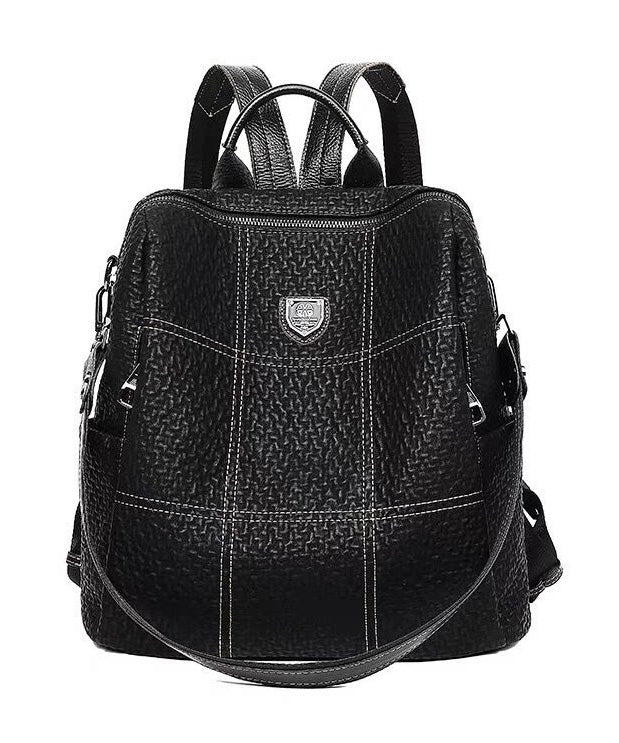 Casual Black Large Capacity Faux Leather Backpack Bag