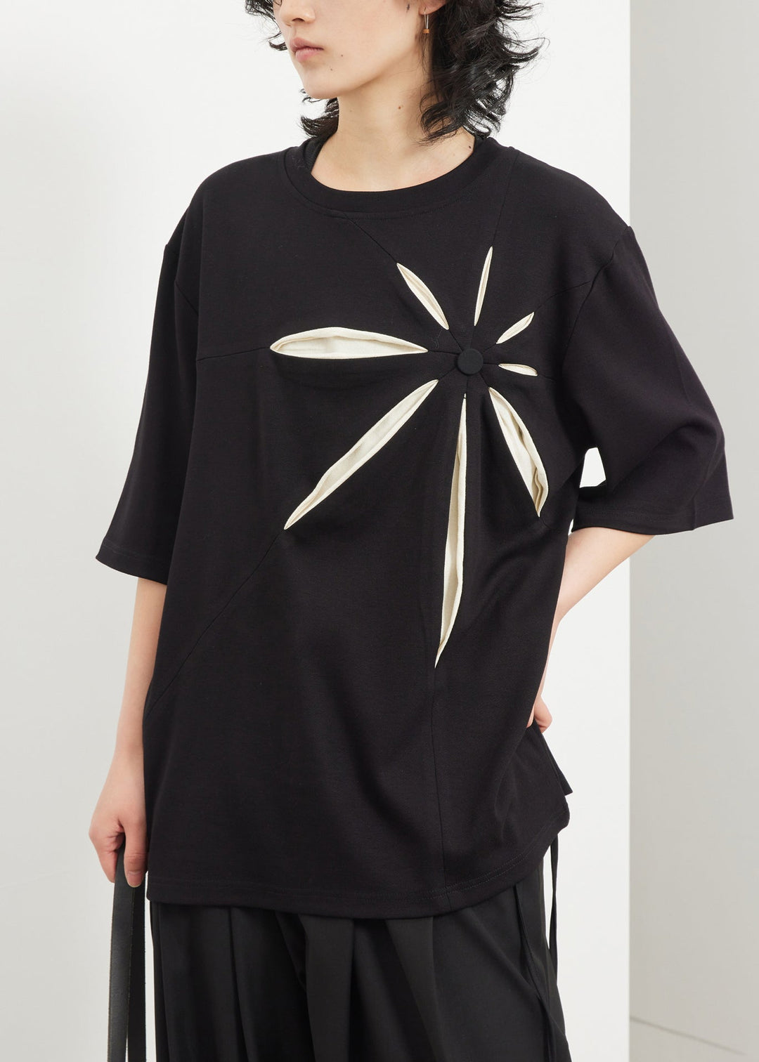 Casual Black O-Neck Print T Shirt Summer